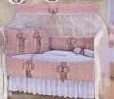 Ver imagem 1 de Kit Berço para Berço Americano e Nacional Rosê Laço Floral Menina Princesinha Luxo Cor:rosê