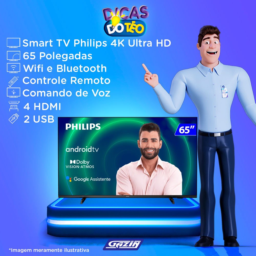 Smart TV Philips LED 65 4K Wi-Fi Android Comando de Voz 65PUG7406 - 6