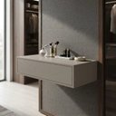 Ver imagem 1 de Escrivaninha Mesa Escritório Suspensa Complemento 100% MDF 1 Gaveta 78,5cm Níquel Cinza