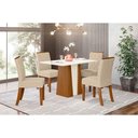 Ver imagem 1 de Conjunto: Mesa de Cozinha Orus C/ Tampo Madeirado 120x80cm e 4 Cadeiras Vita Nature/off White -