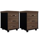Ver imagem 1 de Kit 2 Gaveteiros Escritório Office Rodízios 3 Gavetas Atria Executiva A02 Charuto Preto - Lyam Decor
