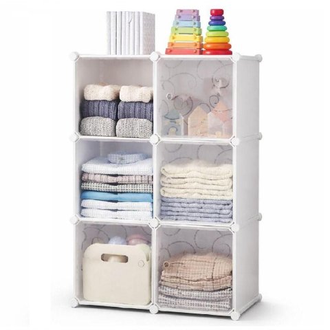 Guarda Roupa Modulado 6 Portas de Bater Plástico Branco 75cm