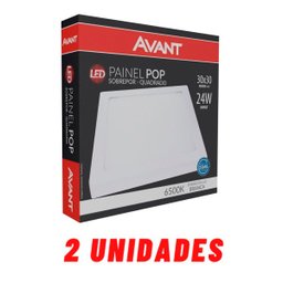Kit 2 Plafon Sobrepor Quadrado LED 24W Painel Branco Frio 30x30 Avant - 1 Kit 2 Plafon Sobrepor Quadrado LED 24W Painel Branco Frio 30x30 Avant - 1