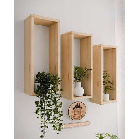 Kit 3 Nichos de Madeira Maciça 40x25