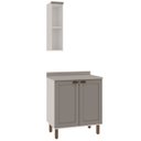 Ver imagem 2 de Conjunto de Banheiro Modulado 100% MDF Americano 2 Peças Iluminata Cinza/Branco/Fendi