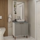Ver imagem 1 de Conjunto de Banheiro Modulado 100% MDF Americano 2 Peças Iluminata Cinza/Branco/Fendi