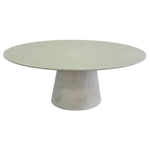 Mesa de Jantar Cone Oval 160x90 Cm Tampo Off White + Vidro Base Concreto - 2