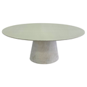 Ver imagem 2 de Mesa de Jantar Cone Oval 160x90 Cm Tampo Off White + Vidro Base Concreto