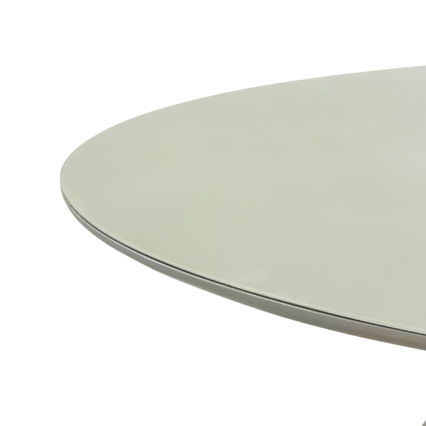 Mesa de Jantar Cone Oval 160x90 Cm Tampo Off White + Vidro Base Concreto - 6