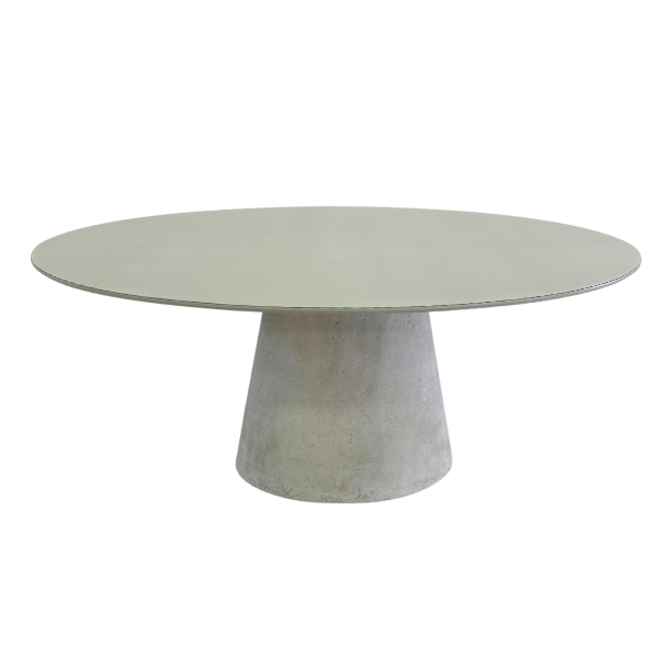 Mesa de Jantar Cone Oval 160x90 Cm Tampo Off White + Vidro Base Concreto - 7