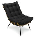 Ver imagem 3 de Poltrona com Puff Costela Suede Preto Base Metal - D'Rossi