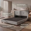 Ver imagem 5 de Cama Estofada Queen com Estrutura Reforçada e Design Moderno Milão Cinza