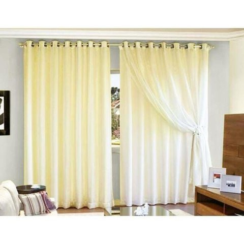 Cortina Voil Palha Forro Micro Fibra 6,00 X 2.50 Ilhós Cromado