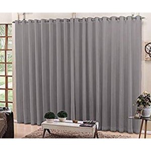 Cortina Voil Cinza Forro Micro Fibra 6,00 X 2.80 Ilhós Cromado