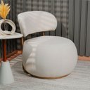 Ver imagem 2 de Poltrona Decorativa Greta Base Giratória Ouro Fosco Bouclé Off White - Nexta Casa