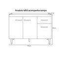 Ver imagem 3 de Balcão Gabinete de Pia Aurora 2 Portas 3 Gavetas 118cm Branco S Tampo