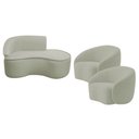 Ver imagem 2 de Kit Divã Recamier Orgânico Marrocos 150cm Lado Direito e 2 Poltronas Amore Bouclé Verde Oliva
