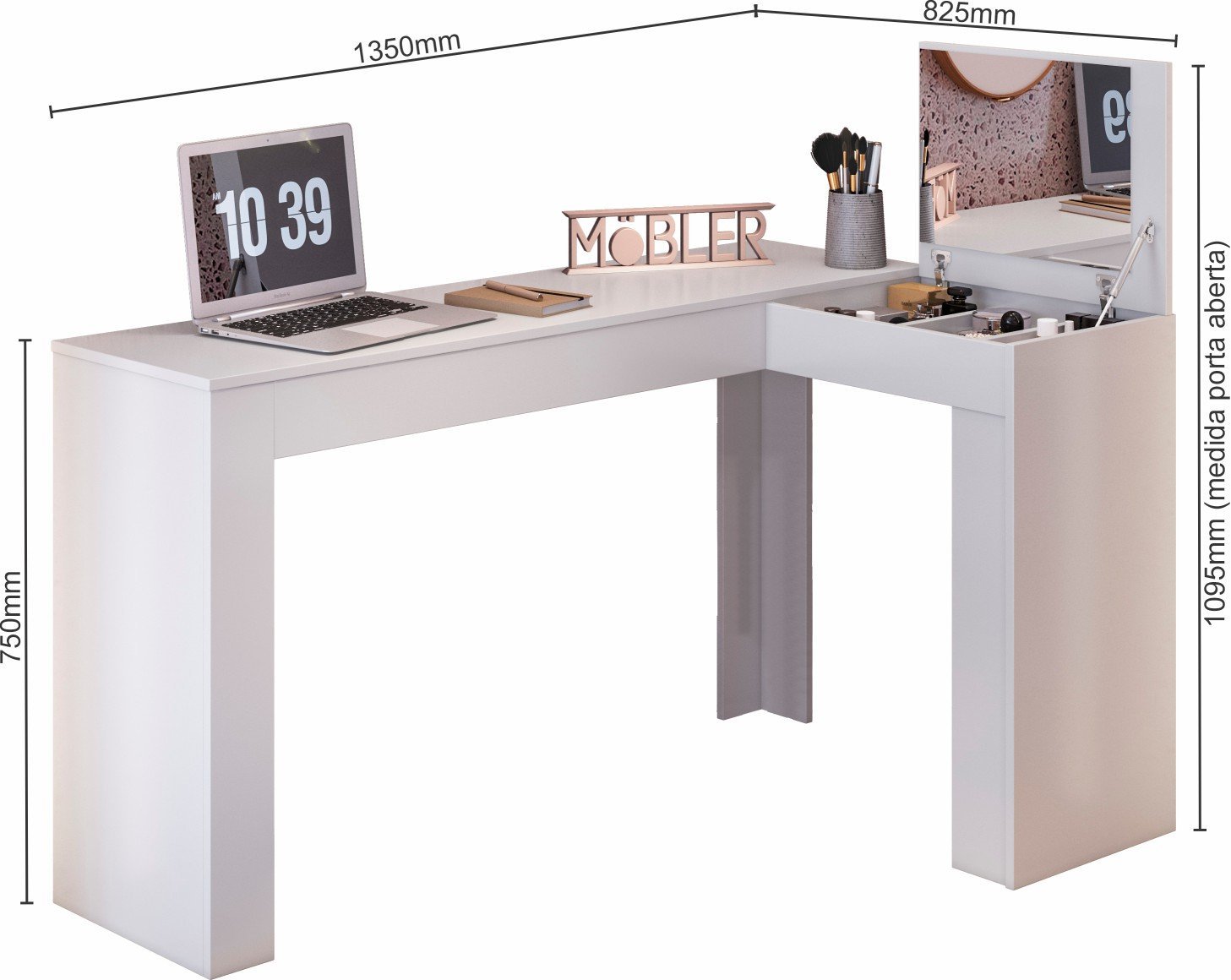 Mesa de Canto/Camarim Jade:Branco Fosco - 2