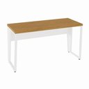 Ver imagem 4 de Escrivaninha Corporativa Industrial 1,40 m X 0,60 m 100% MDF F5 Office Cor:Freijó com Branco