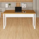 Ver imagem 1 de Escrivaninha Corporativa Industrial 1,40 m X 0,60 m 100% MDF F5 Office Cor:Freijó com Branco