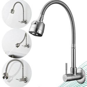 Torneira para Cozinha Gourmet ou Banheiro de Parede Estilo Gourmet Flexível em Metal Cor Cromada Fos