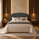 Ver imagem 1 de Cabeceira Casal 138cm Curva Estofada Bouclé Cama Box Fly:Cinza Escuro