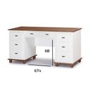 Ver imagem 5 de Escrivaninha Linz 7 Gavetas 80 X 176 X 50 Cm (a X L X P) Cor Branco - Imbuia Glazer