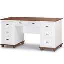 Ver imagem 1 de Escrivaninha Linz 7 Gavetas 80 X 176 X 50 Cm (a X L X P) Cor Branco - Imbuia Glazer