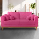 Ver imagem 2 de Sofá Rustico Viena 3 Lugares Para Sala de Estar Suede Pink - Madeira Prima Deccor