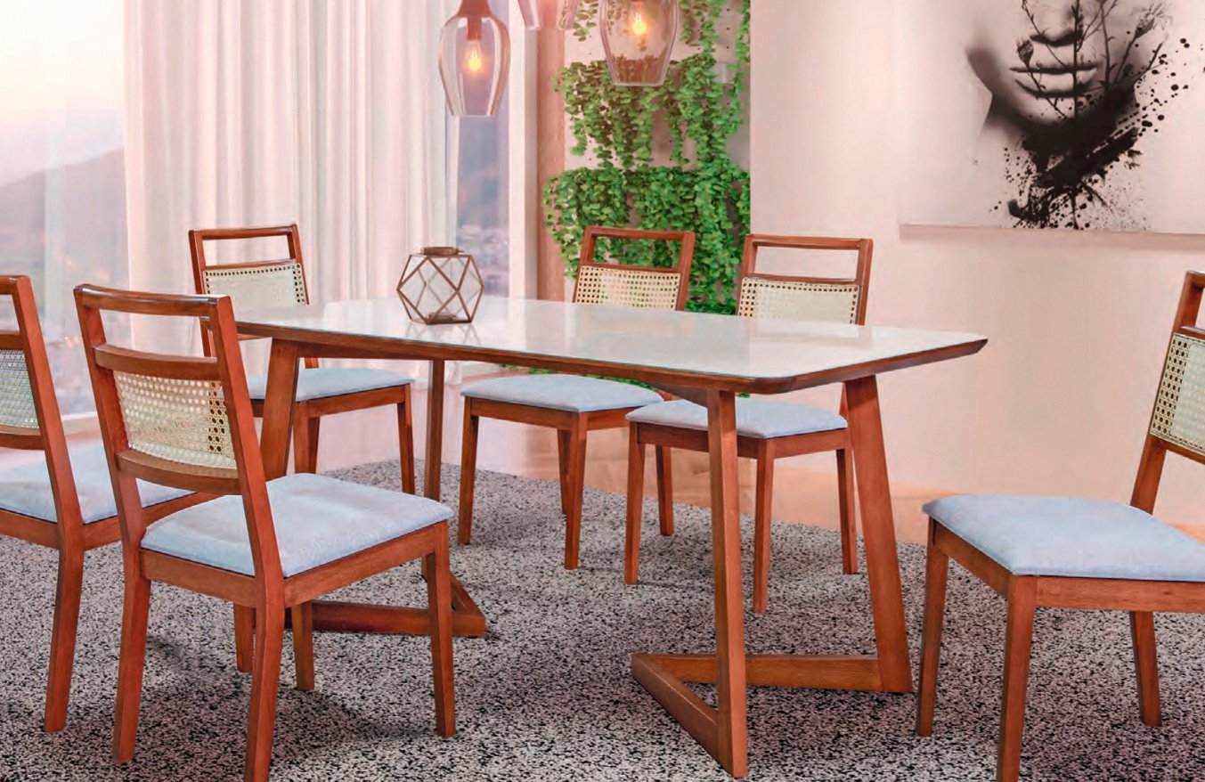 Sala de Jantar Madeira Maciça com 6 Cadeiras 2,0x1,0 metros - Luna - Art Salas - 3