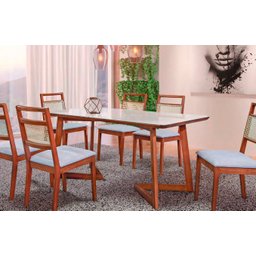 Sala de Jantar Madeira Maciça com 6 Cadeiras 2,0x1,0 metros - Luna - Art Salas - 3