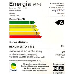 Aquecedor de aguas a gás Aquakent 20L Branco:GLP - 4