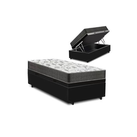 Cama Box Baú Solteiro Classic Iso 100 D33 88x188 Preto - Ortobom