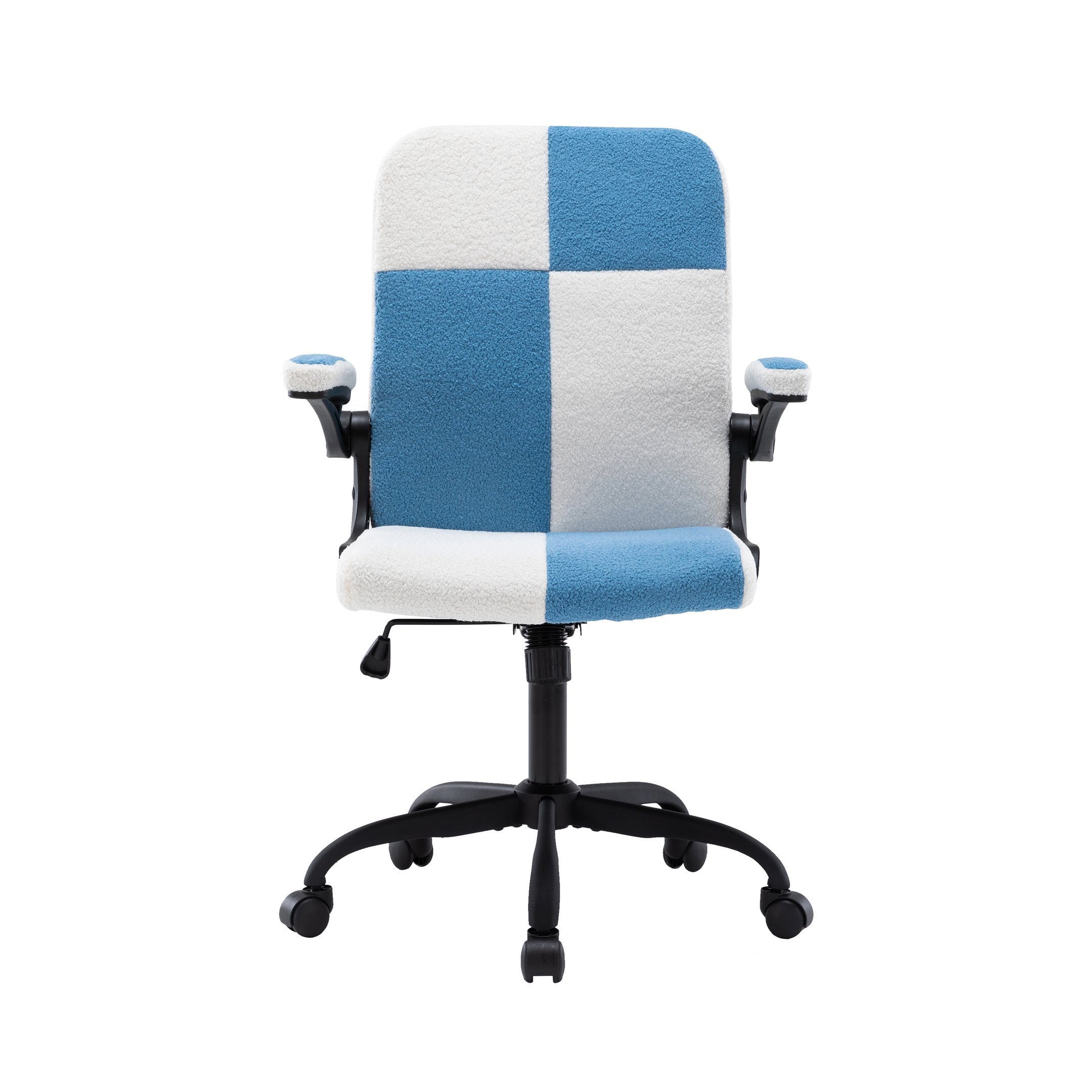 Cadeira Yamasoro Home Office Confortável Tecido Carapinha Macio com Apoio para Lombar (Azul e Branco