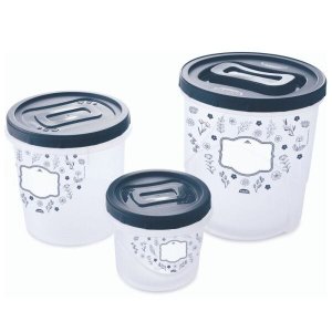 Conjunto porta mantimentos Decora rosca 3 peças Plasutil ref.3707