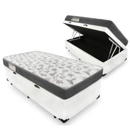 Cama Box com Baú Solteiro + Colchão de Espuma D33 - Ortobom - Iso 100 88cm - Branco - 1