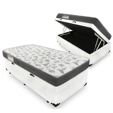 Cama Box com Baú Solteiro + Colchão de Espuma D33 - Ortobom - Iso 100 88cm - Branco