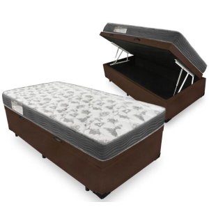 Cama Box com Baú Solteiro + Colchão de Espuma D33 - Ortobom - Iso 100 88cm - Marrom