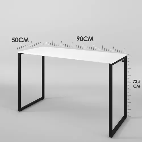 Escrivaninha 90cm Mesa Madeira Branco com Preto Móveis Industrial Escritório - 4