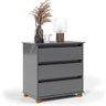 Mesa De Cabeceira Grande 3 Gavetas Cinza E.J Móveis - 2