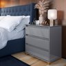 Mesa De Cabeceira Grande 3 Gavetas Cinza E.J Móveis - 1