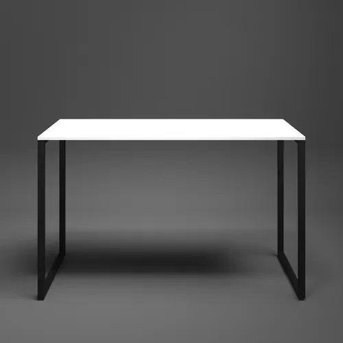 Escrivaninha 90cm Mesa Madeira Branco com Preto Móveis Industrial Escritório - 5