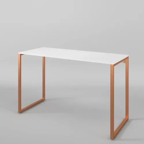 Escrivaninha 90cm Mesa Madeira Branco com Cobre Móveis Industrial Escritório - 5