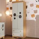 Ver imagem 1 de Guarda-roupa Infantil 62cm 2 Portas com Vidro e 2 Gavetas Sonho Multimóveis Mp4471 Madeirado/off