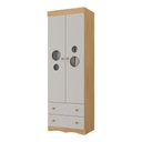 Ver imagem 2 de Guarda-roupa Infantil 62cm 2 Portas com Vidro e 2 Gavetas Sonho Multimóveis Mp4471 Madeirado/off
