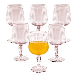 Jogo 06 Taças Rosa Cristal 350ml Diamond - Uz - 1