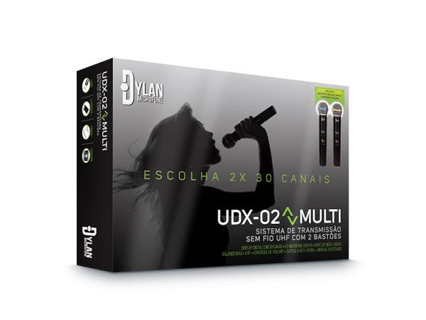 Sistema sem Fio Uhf Duplo de Mão Display Digital Com- 2x30 Canais Udx-02 Multi - 3