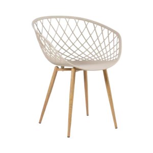 Cadeira Clarice Nest Wood com Apoio de Braço - Bege - 1