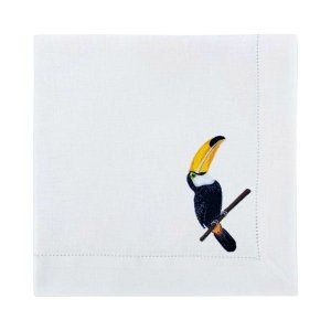 Guardanapo Linho Ponto Ajour Bordado Tucano - 50 x 50 cm