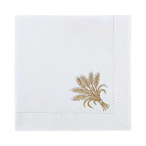 Guardanapo Linho Ponto Ajour Bordado Trigo - 50 x 50 cm